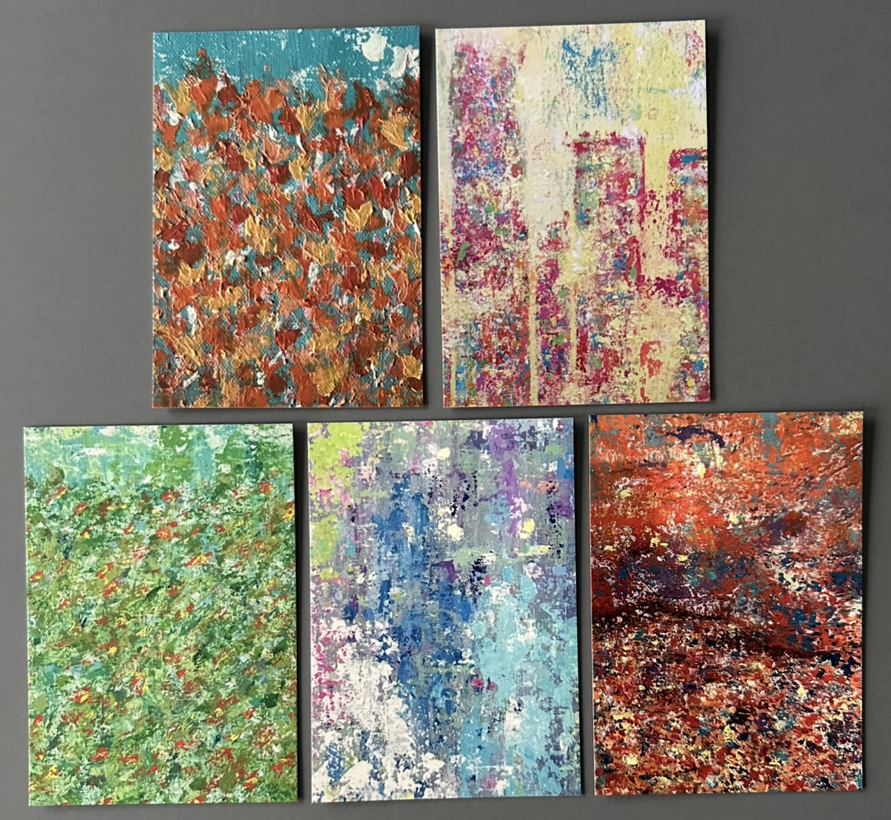COLOR STUDIES 5-postcard set featuring vibrant abstract art by B. Disckind
