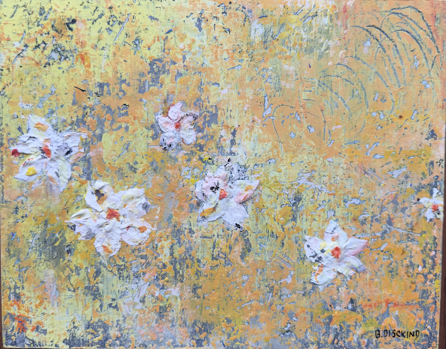 A GOLDEN FIELD. Original Mixed Media Painting by B. Disckind