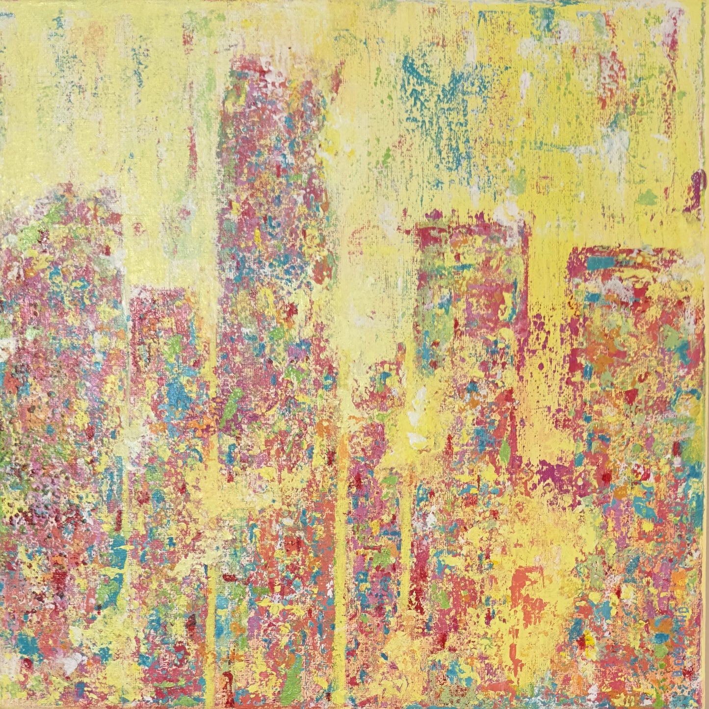  Afternoon postcard - vibrant abstract painting with warm colors by B. Disckind