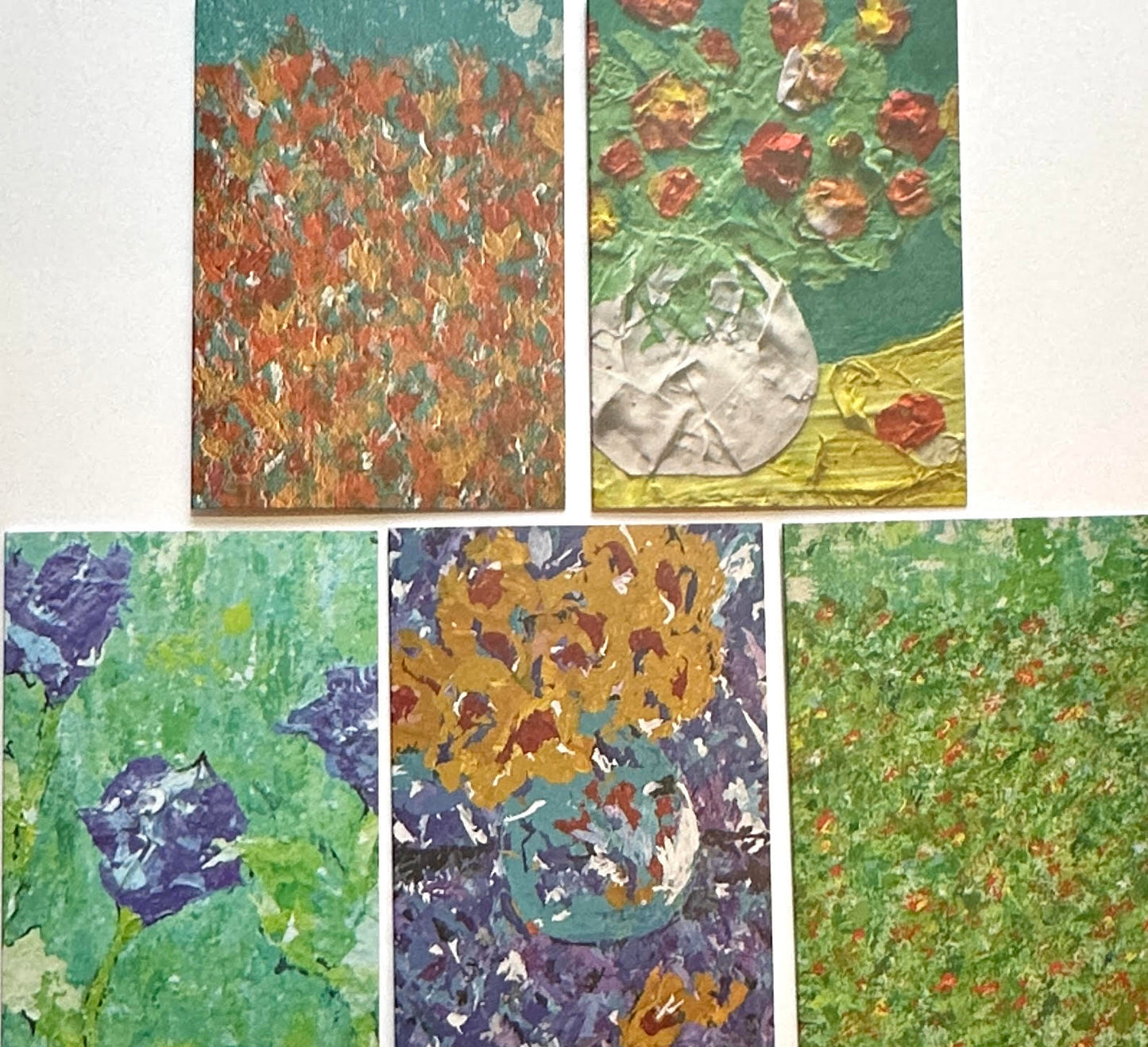 BLOOMS & BLUE, 5 greeting cards/set