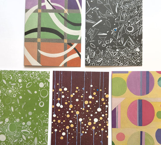 CIRCLES & SQUARES, 5 greeting cards/set