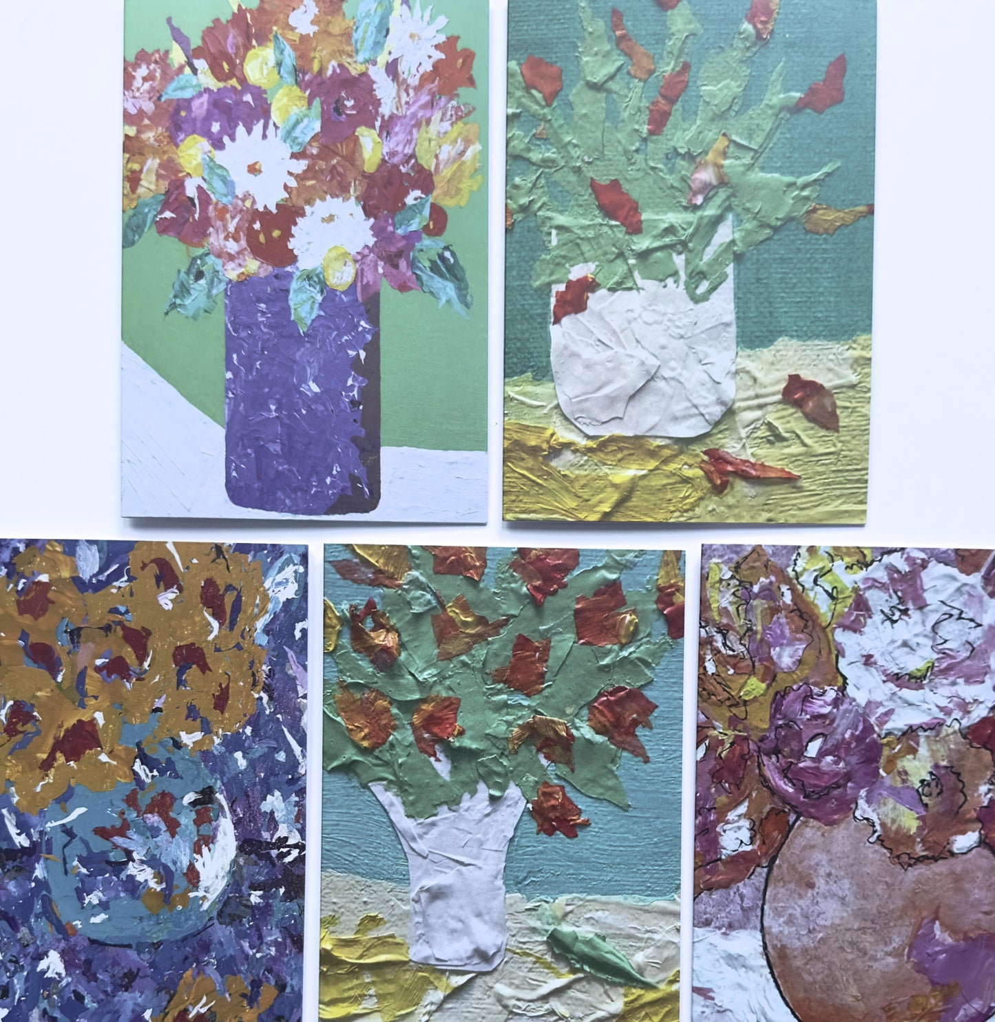 FLOWERS & VASES, 5 greeting cards/set