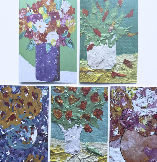 FLOWERS & VASES, 5 greeting cards/set