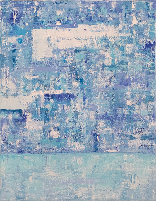 CLOUDS – Original acrylic skyscape painting of clouds over the ocean, 11x14 inches, by Barbara Disckind