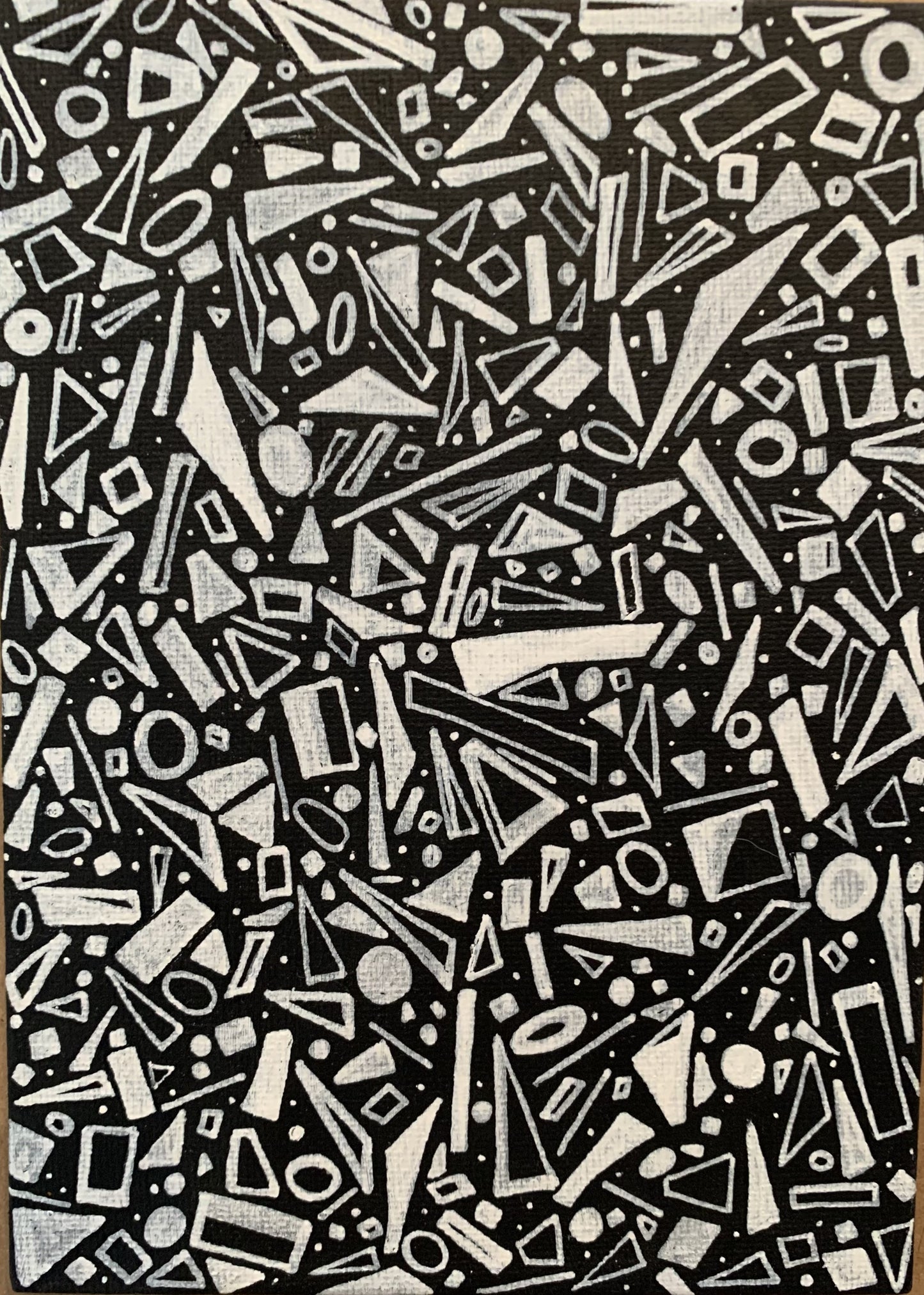 A Toss-up abstract postcard with black and white geometric pattern 