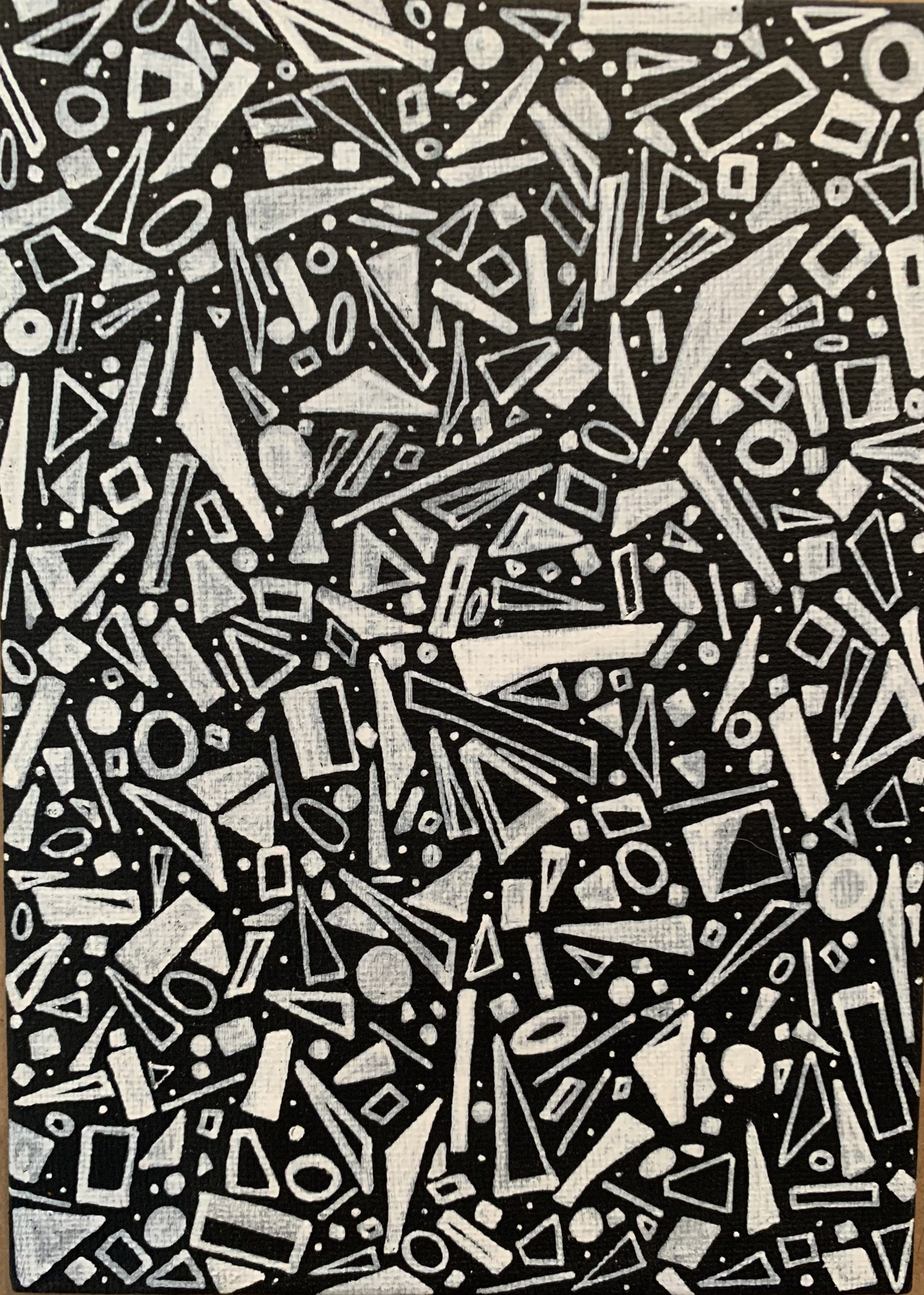 A Toss-up abstract postcard with black and white geometric pattern 