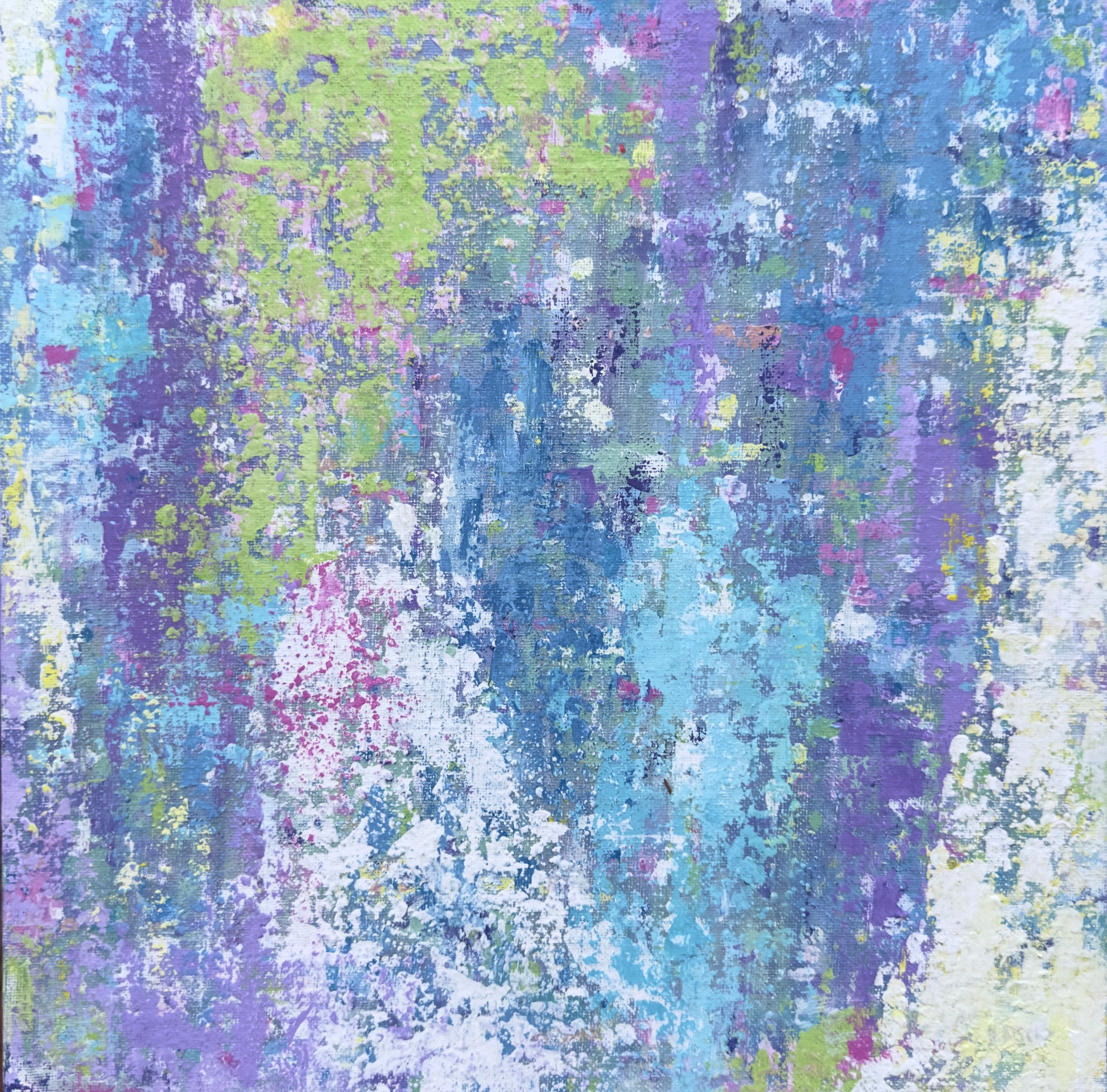 Rainfall postcard - abstract art in blues and greens by B. Disckind